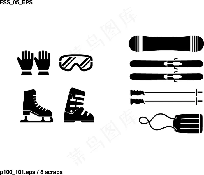 矢量剪影体育器材设备的各种元素 5...
