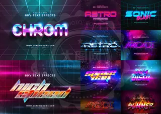 10款超酷的80年代霓虹字PSD模...