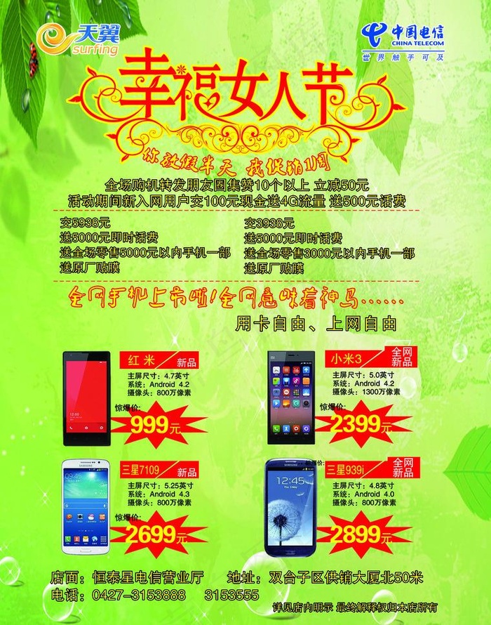 电信dm单图片(2551X3437(DPI:300))psd模版下载