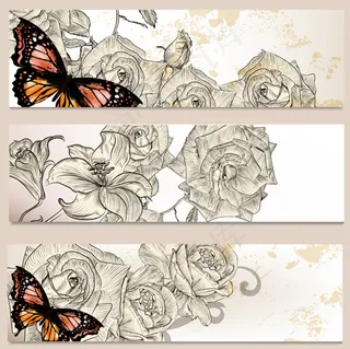 古典花朵彩色花朵底纹花纹背景矢量图