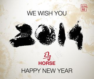 2014新年书法字体背景矢量素材