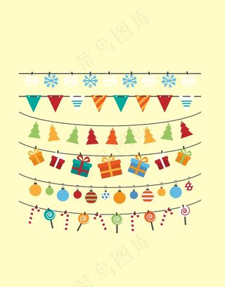 卡通节日素材彩旗礼品糖果