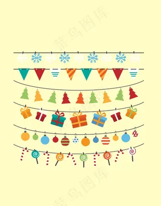 卡通节日素材彩旗礼品糖果