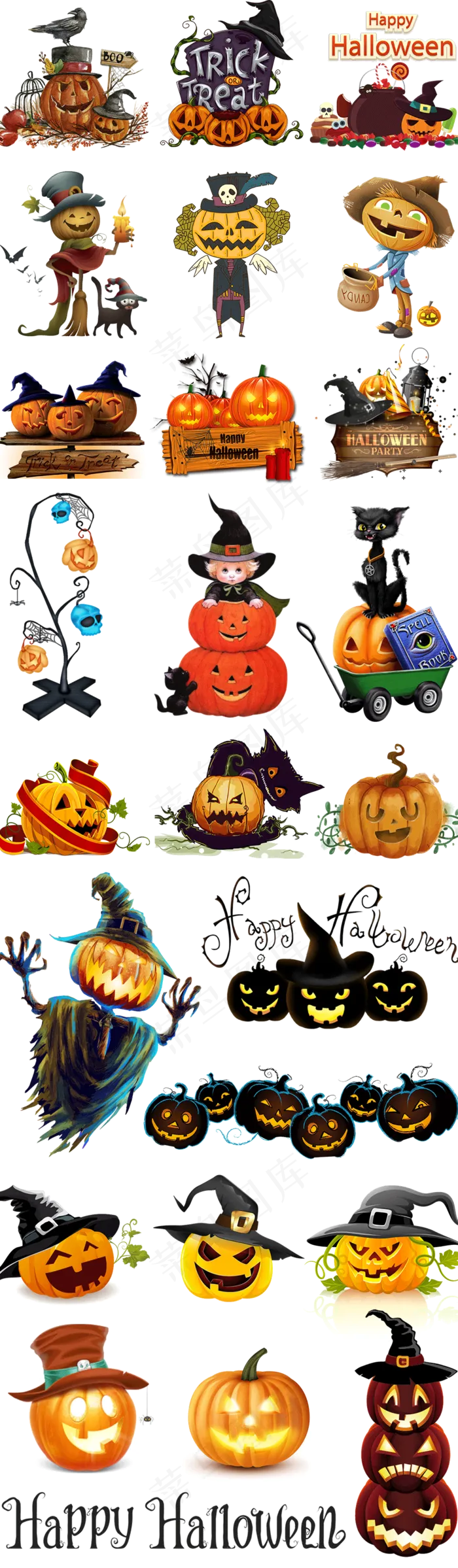 高清手绘卡通风万圣节南瓜设计素材(1024X3508(DPI:300))psd模版下载