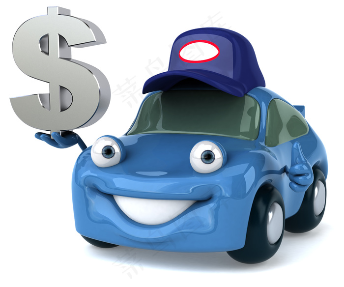 拿钱符号的汽车图片