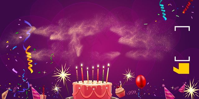 清新美丽橙色生日蛋糕广告背景