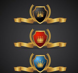金色丝带盾牌矢量素材图片