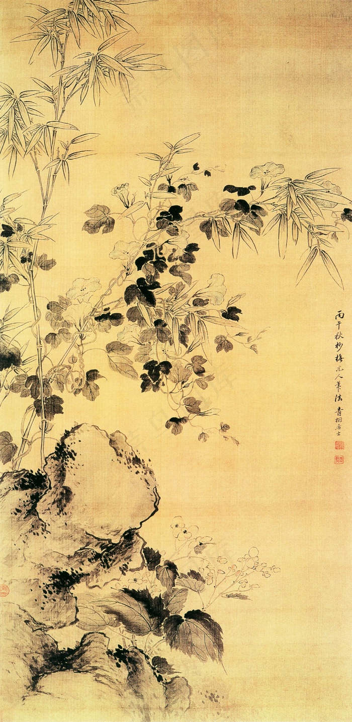 古画墨竹图片