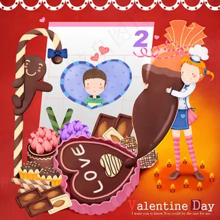 巧克力卡通情人节PSD素材 巧克力卡通情人节PSD素材