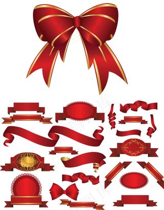 彩色丝带蝴蝶结矢量