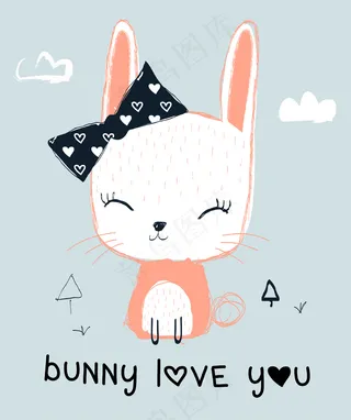 彩色卡通小动物EPS矢量北欧装饰画...