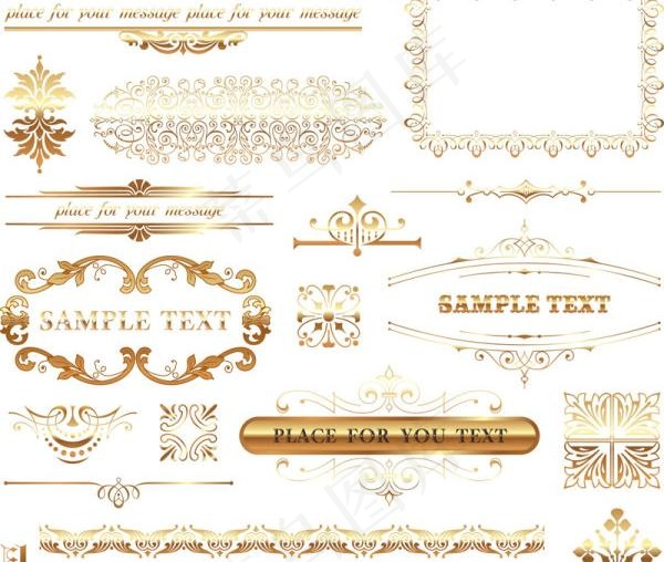 欧式花纹花边矢量素材