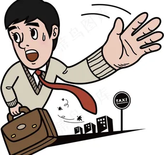 提公文包拦车的男性图片
