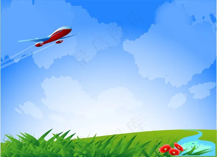 天空中的矢量飞机eps,ai矢量模版下载