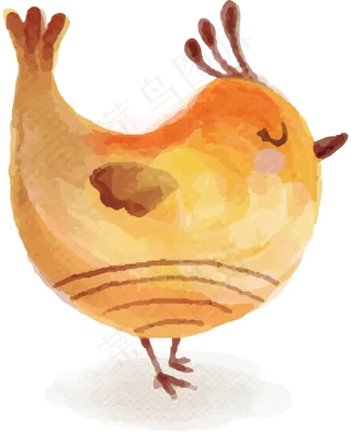 水彩卡通手绘鸟类小鸟背景PNG素材