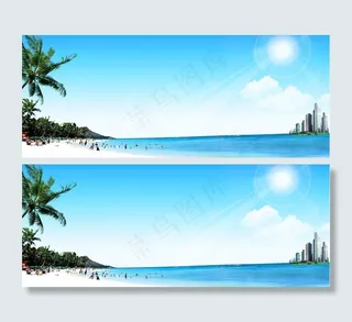 海滩 阳光 白云图片