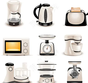 时尚厨房电器设计矢量素材图片