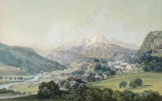 水彩风景插画图片