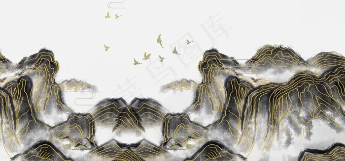 镶金朦胧山川地产高端背景psd模版下载