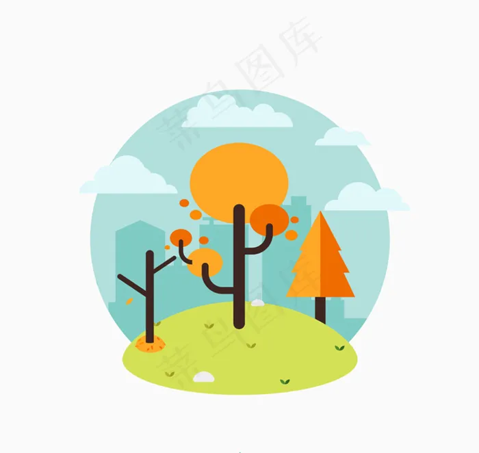 秋季树木设计矢量素材ai矢量模版下载