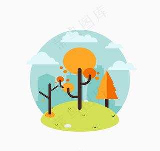 秋季树木设计矢量素材