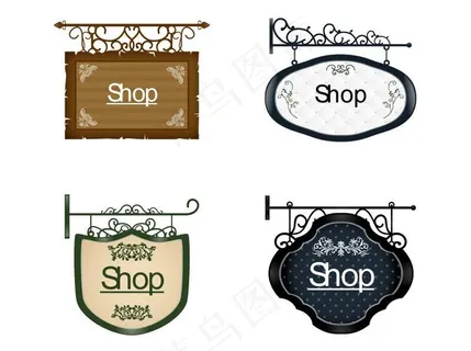 欧式复古吊牌矢量素材图片