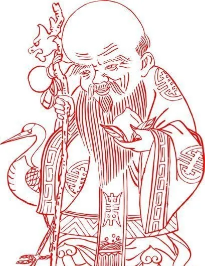 寿星剪纸ai矢量模版下载