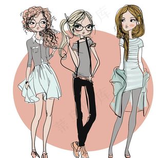 时尚女孩矢量素材