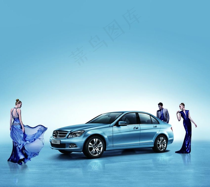 奔驰c class蓝色图片