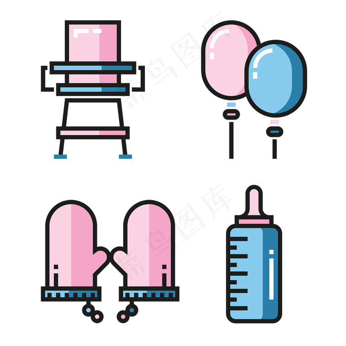 母婴用品可爱icon图标eps,ai矢量模版下载