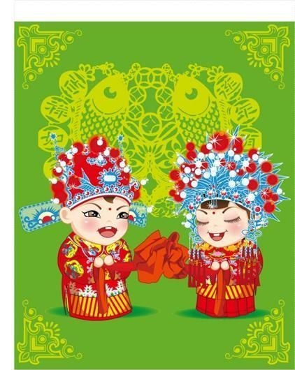 中国古代婚礼 新娘新郎卡通矢量素材...ai矢量模版下载