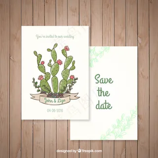 用手拉仙人掌的可爱的结婚证