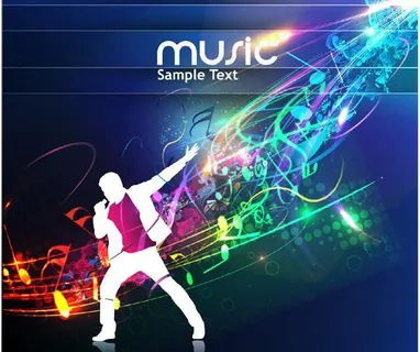 酷炫人物剪影音乐背景矢量素材二