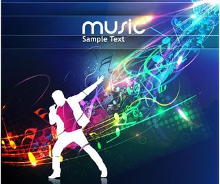 酷炫人物剪影音乐背景矢量素材二