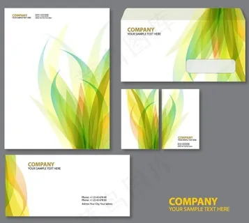 VI设计模板矢量绿色花纹