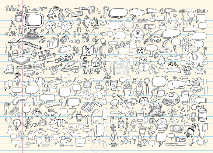 卡通铅笔画01——矢量素材eps,ai矢量模版下载