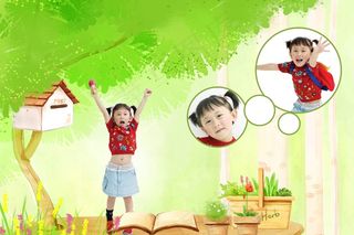 月亮天使-儿童相册PSD分层模板,免抠元素