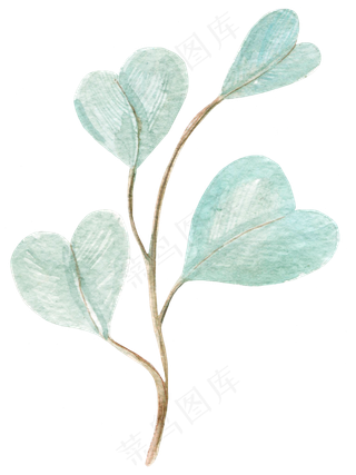 手绘爱心叶子透明素材png