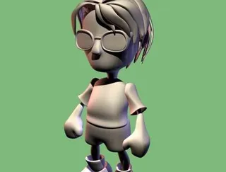 卡通戴眼镜的小男孩