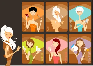 时尚化妆的女性矢量素材