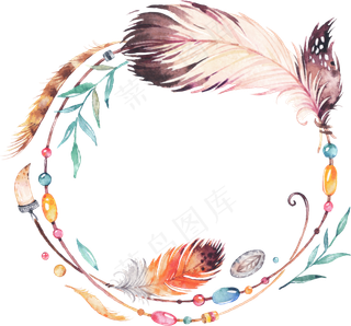 水彩花朵花卉花环花边花纹夏季海报素...