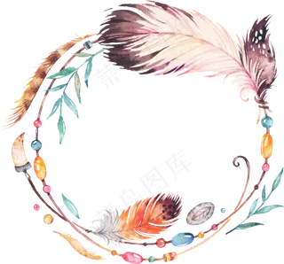 水彩花朵花卉花环花边花纹夏季海报素...