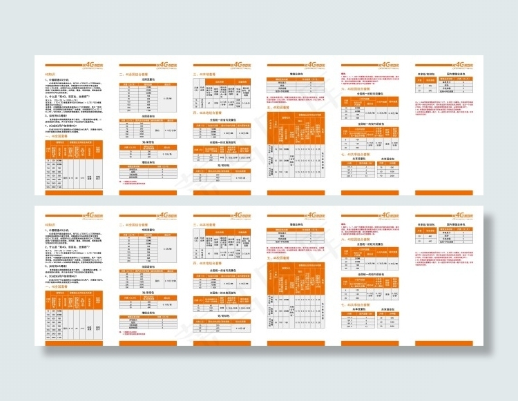 中国联通4G资费折页