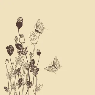 精美玫瑰蝴蝶花纹背景