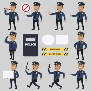 卡通人物扁平化可爱各种职业矢量素材