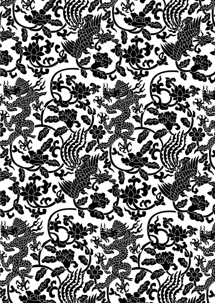 龙凤吉祥图矢量