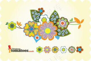 复古花朵背景矢量素材