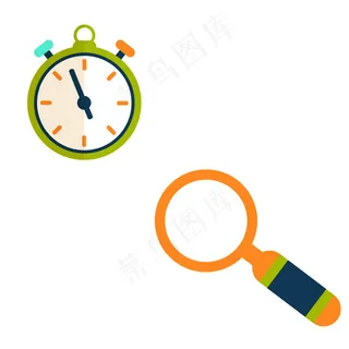 计时表放大镜矢量素材图片