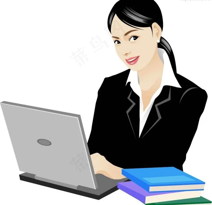 职场女白领图片ai矢量模版下载