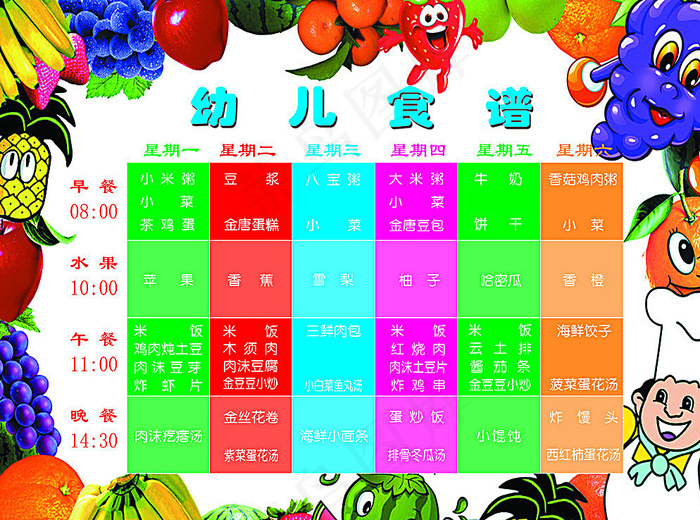 幼儿食谱图片psd模版下载